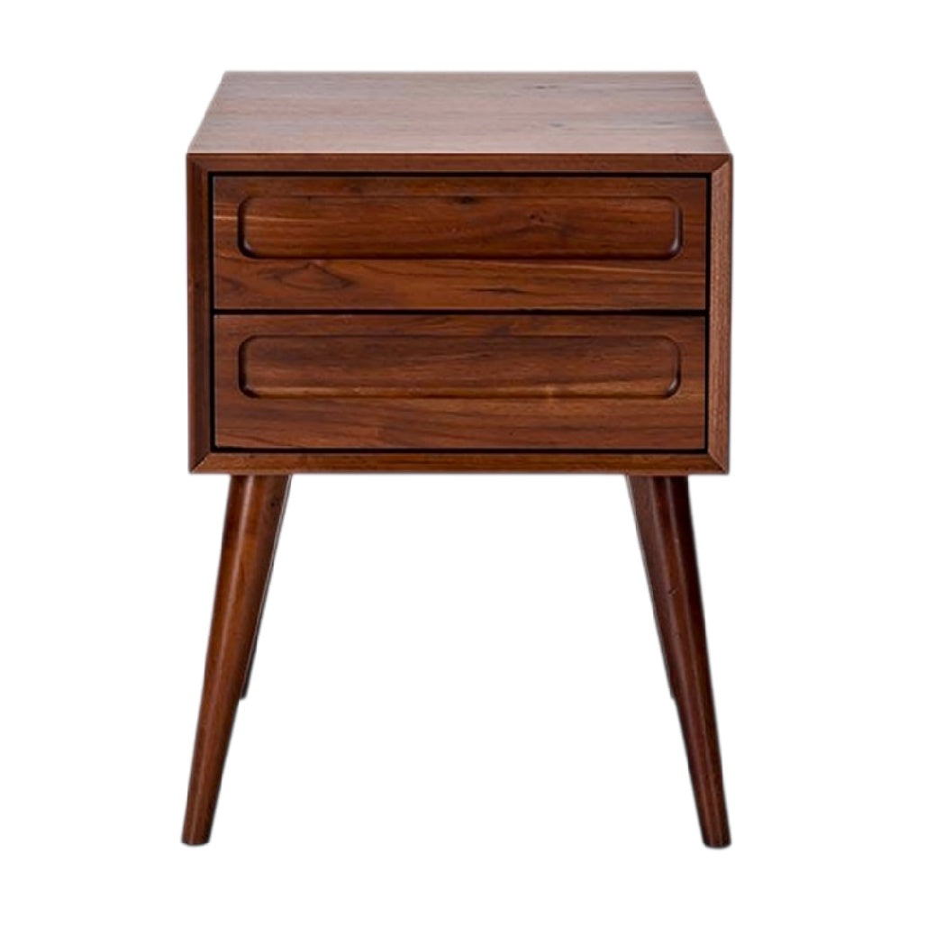 **Technische Titel in het Nederlands: Elegante Nachttafel van Hout met Twee Lades**