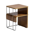 **Technische Titel in het Nederlands: Moderne houten bijzettafel met metalen frame**