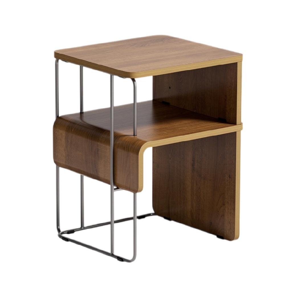 **Technische Titel in het Nederlands: Moderne houten bijzettafel met metalen frame**